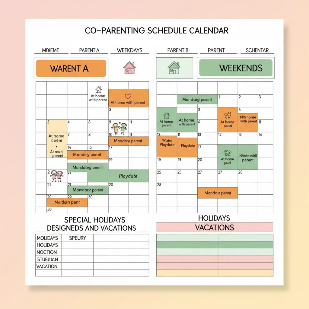 Sample parenting schedule calendar